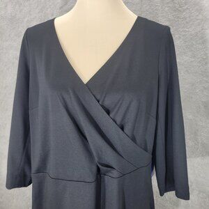 Eloquii-By The Limited--Black Faux Wrap Midi Dress 3/4 Sleeves Sz 14/16 *NWT*